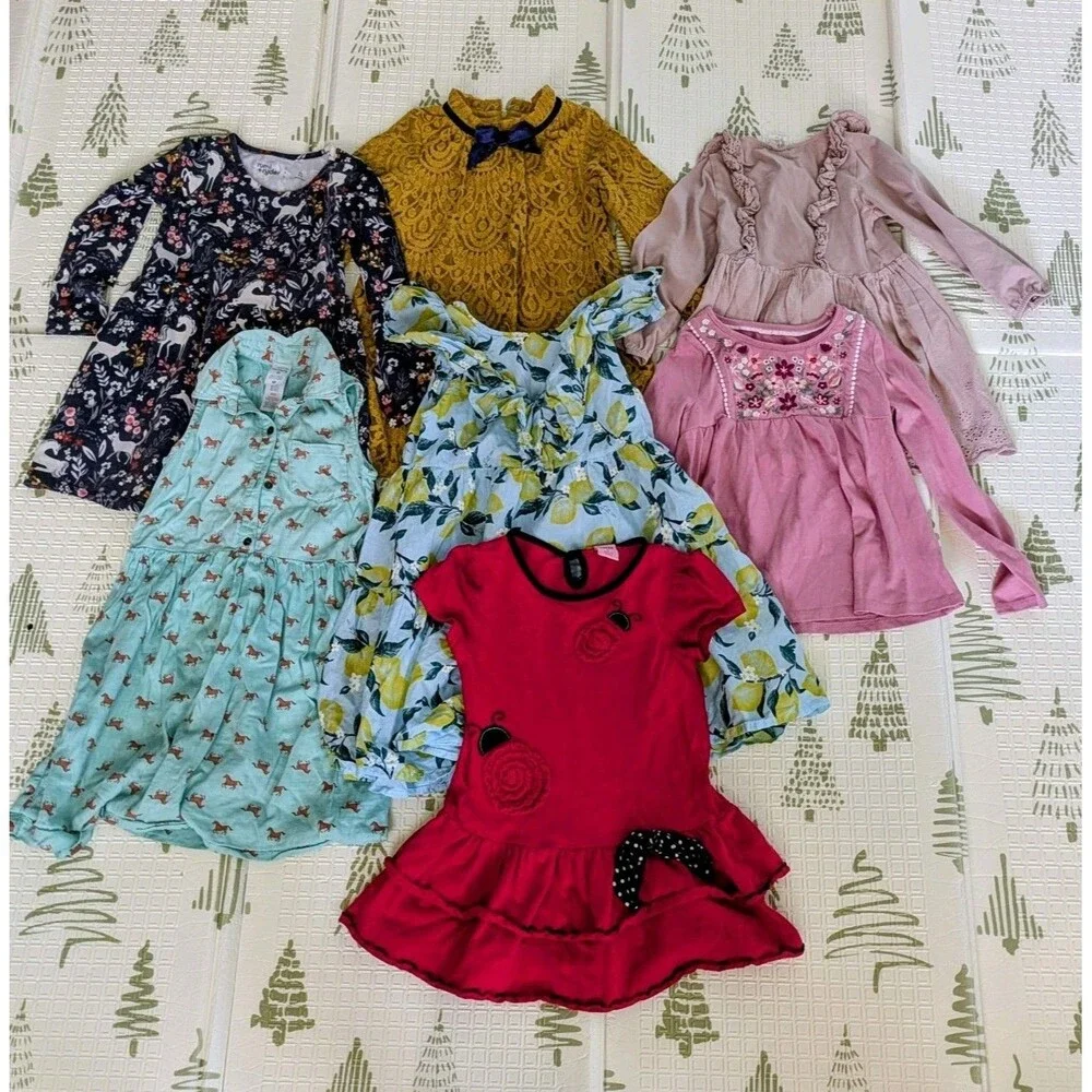 Girls Clothing Lot Size 4-5T 7pc | Summer Fall Dresses Tunics Lace Tops...